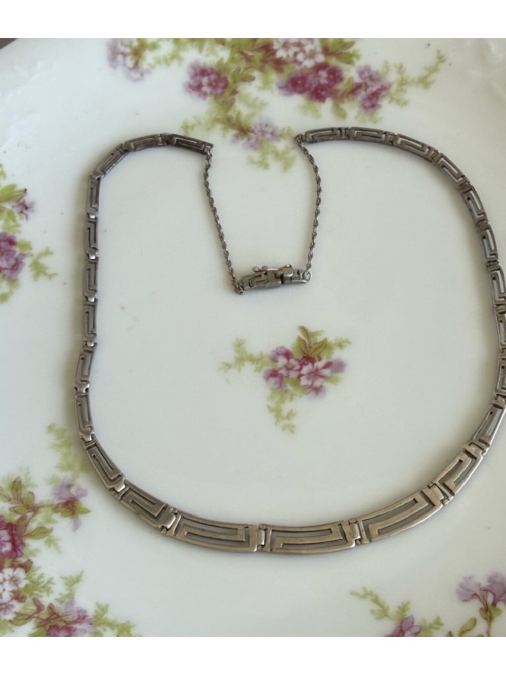 Vintage 70's Sterling 925 Silver Greek Key Graduated Necklace 20.5" long 21 g - Picture 14 of 14